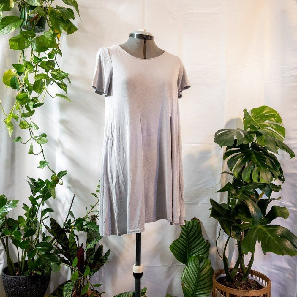 silence + noise Blue Pleated Front T-Shirt Dress, Size S